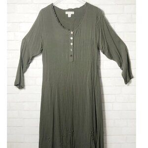 Livingston Williams Vintage Olive Green Long Sleeve Maxi Prairie Dress Size 2